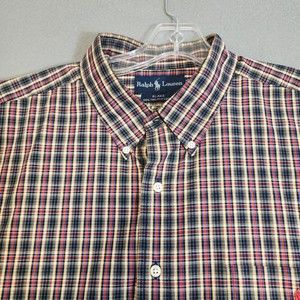 Ralph Lauren Shirt Mens 2XL Multicolor Plaid BlakeFull Sleeve Two-Ply Cotton